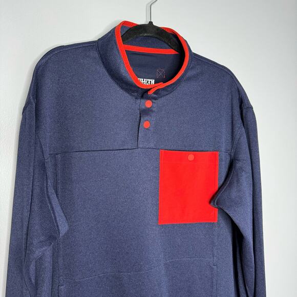 Duluth Trading Men's River Falls Snap Mock Pullover Snap Relaxed Fit Blue XL - Picture 2 of 8